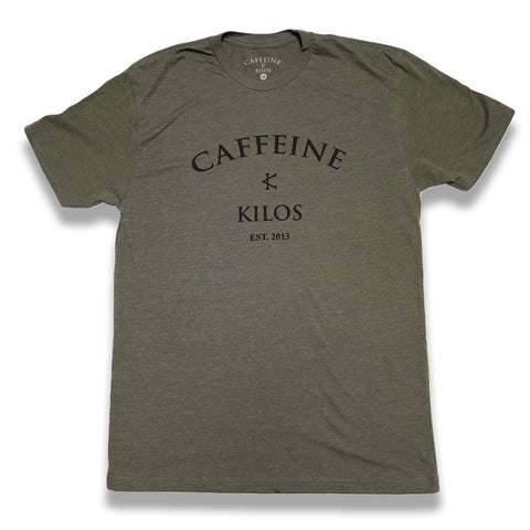 Caffeine and Kilos Arch Logo Tee OD Green