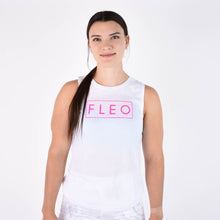 Load image into Gallery viewer, FLEO Muscle Tank - Neon Pink on White - S, M
